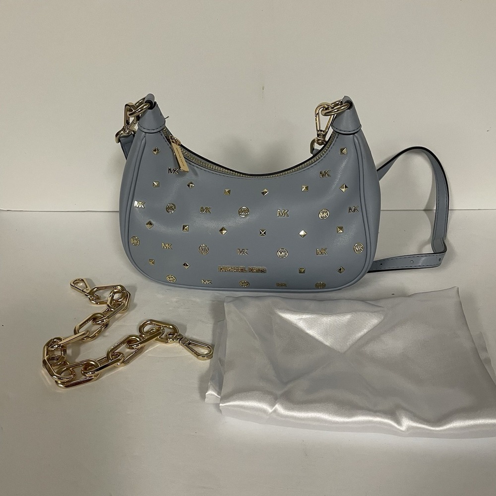 NWOT! MICHAEL KORS Cora Medium Logo Embossed Shoulder/Crossbody Bag - Blue - Picture 3 of 9